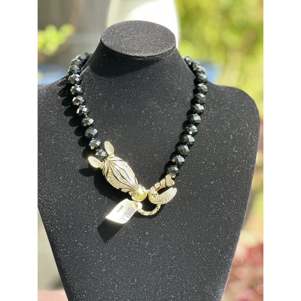 NWT Heidi Daus Glass Beads &‎ Crystals Zebra Short Necklace
